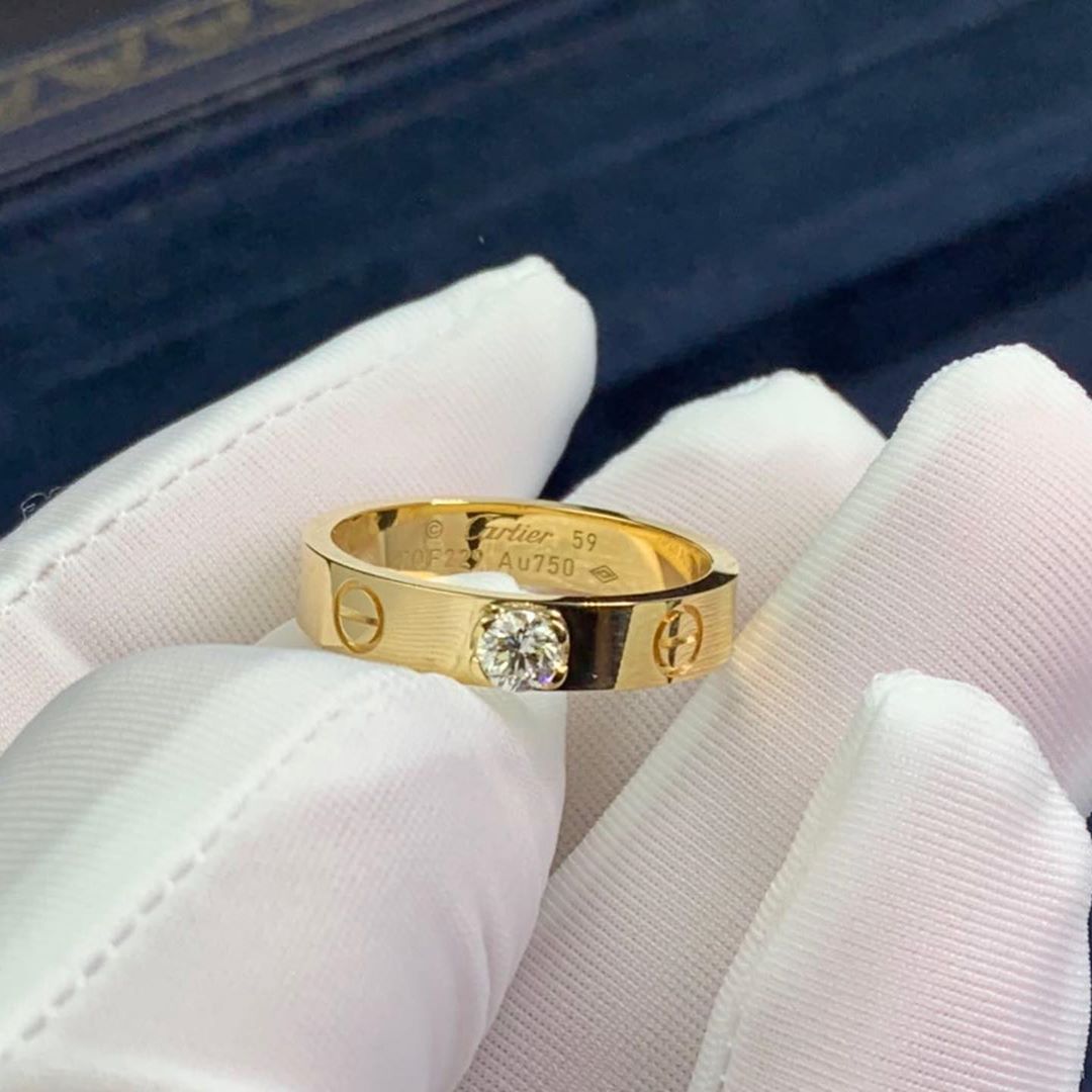 Designer 18k Yellow Gold Cartier Love Solitaire Diamond Ring