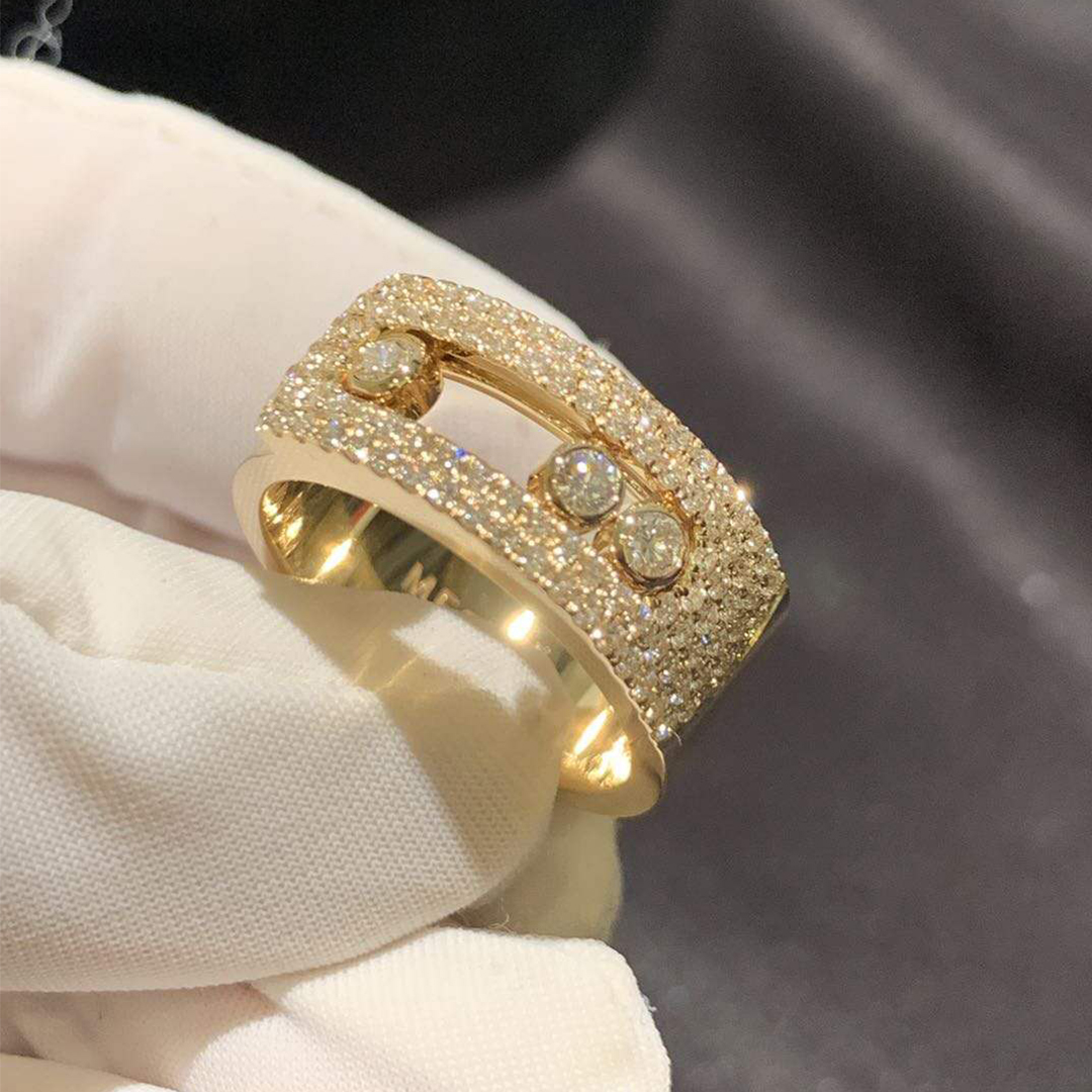 Messika 18K Yellow Gold Move Joaillerie Pavé Diamond Medium Ring