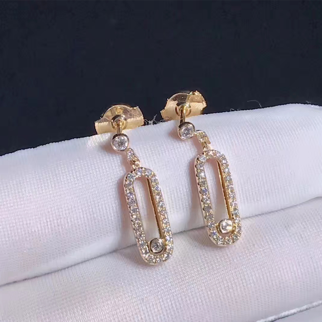 Messika 18k Pink Gold MOVE UNO Pave Diamond Stud Earings