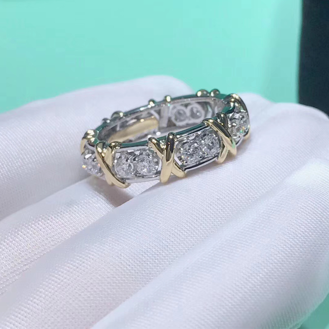 Tiffany & Co. Platinum Yellow Gold Jean Schlumberger Sixteen Stone Diamond Ring