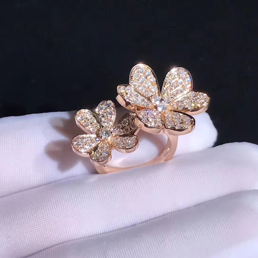Van Cleef & Arpels 18k Rose Gold Frivole Diamond Between-the-finger Ring