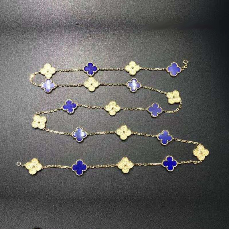 Van Cleef & Arpels Vintage Alhambra Lapis Lazuli Yellow Gold 20 Motif Long Necklace