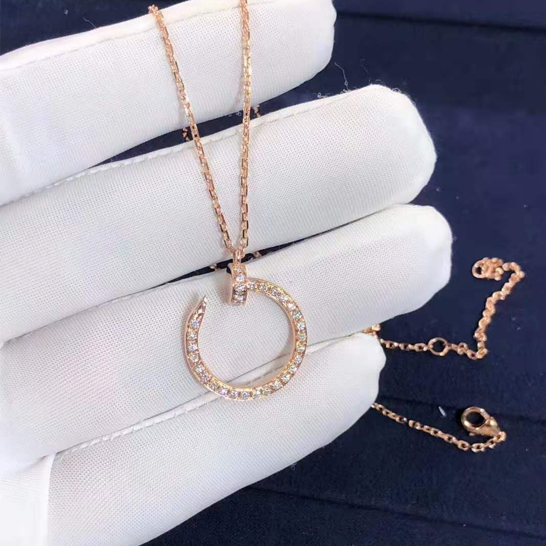 Cartier Juste un Clou 18k Pink Gold and Pave Diamond Nail Necklace