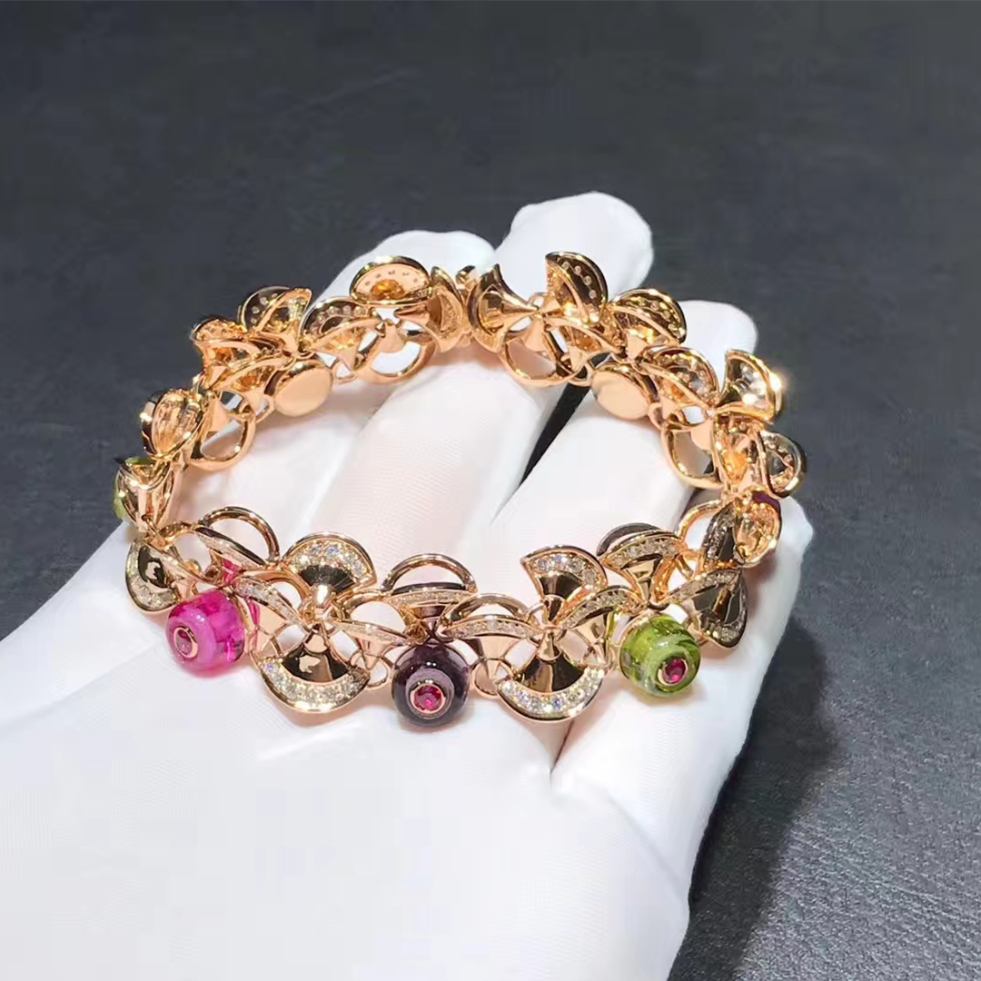 Bvlgari 18K Rose Gold Diamond, Amethyst, Peridot & Tourmaline Divas Dream Bracelet