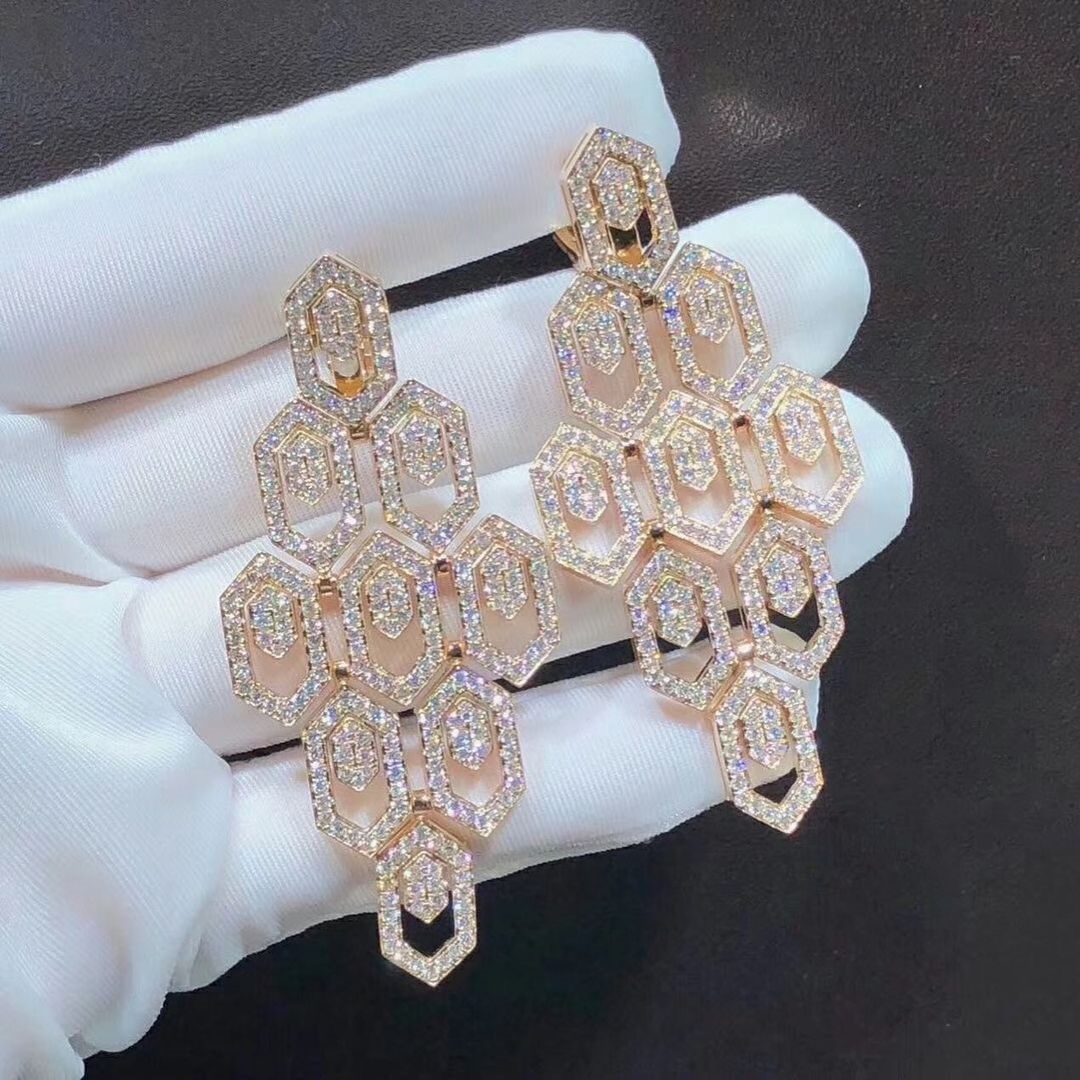 Bvlgari Serpenti 18k Rose Gold Pavé Diamonds Earrings 356507