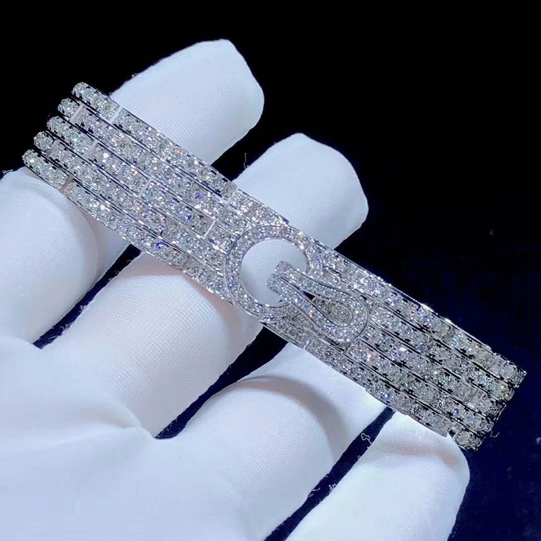 Cartier 18k White Gold 10.69ct Diamond Paved Agrafe Résille Bracelet H6020016