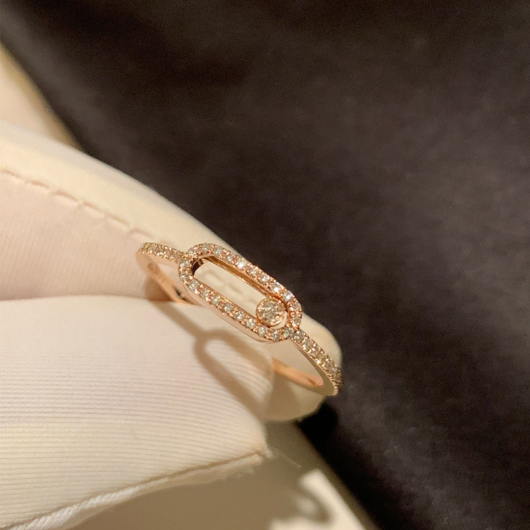 Messika 18k Rose Gold Move Uno Pave Diamond LM Ring