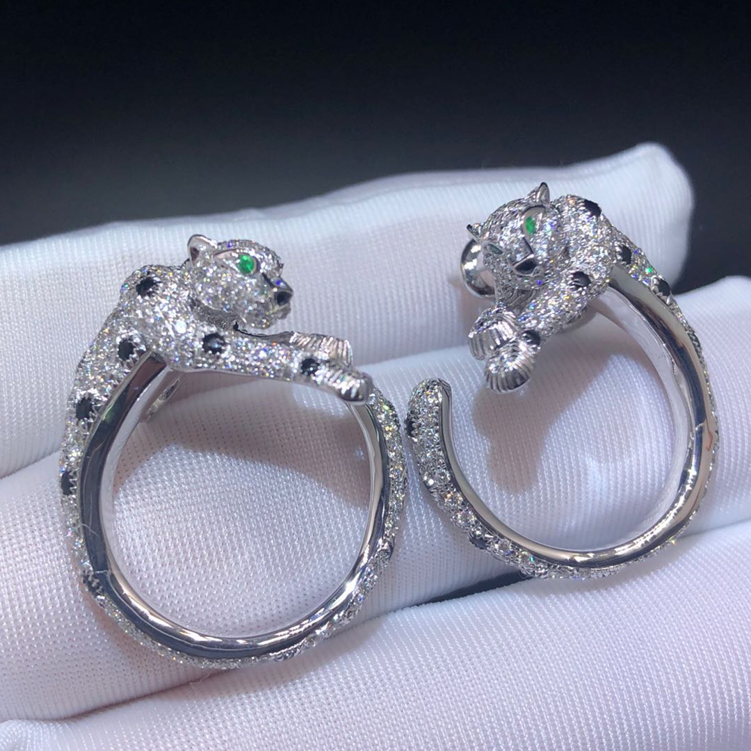 Panthère de Cartier 18K White Gold Diamond Paved Hoop Earrings H8000330