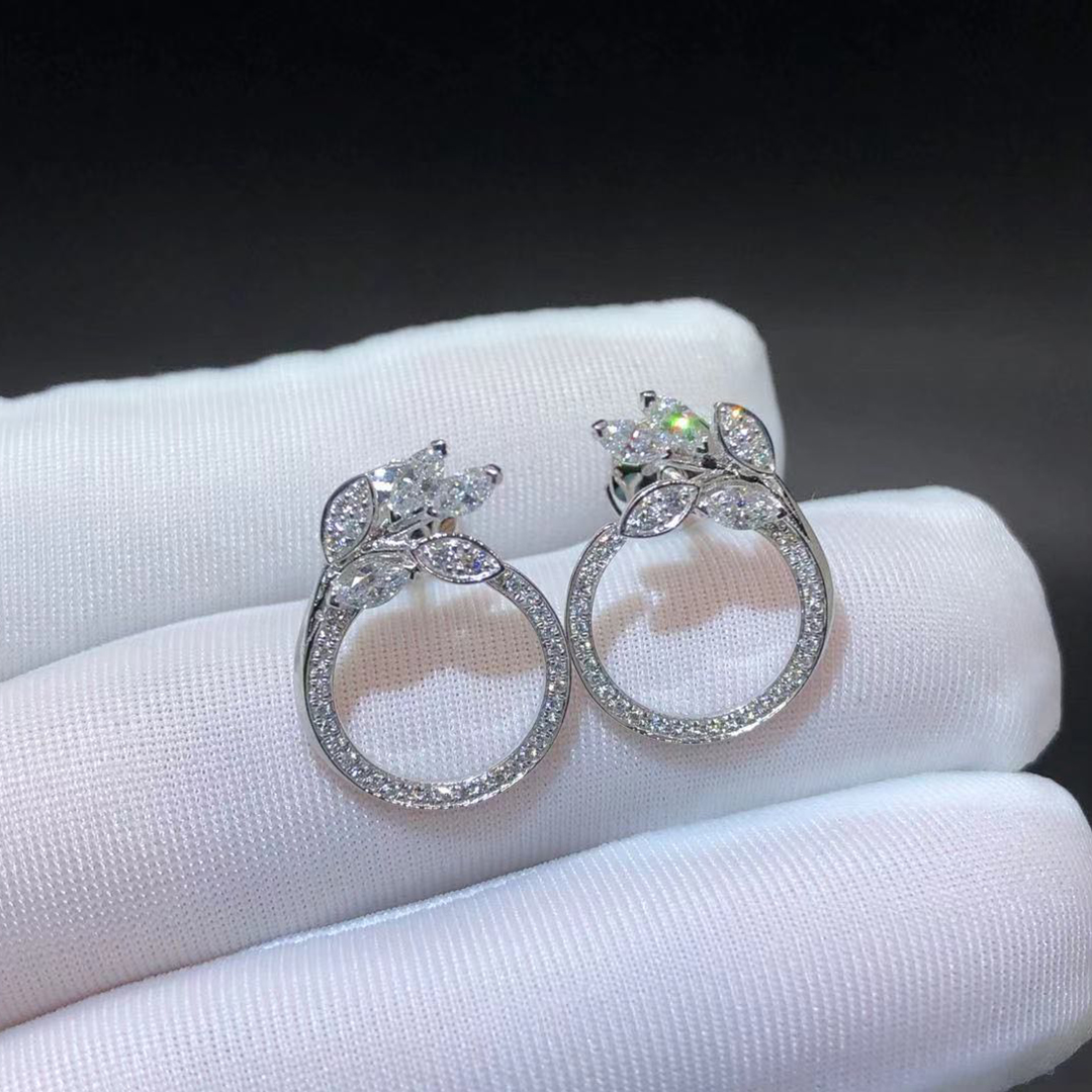 Tiffany & Co. Victoria Diamond Vine Circle Platinum Earrings