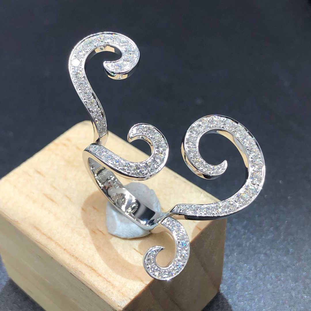 Custom VCA 18K White Gold Oiseaux de Paradis Diamond Ring