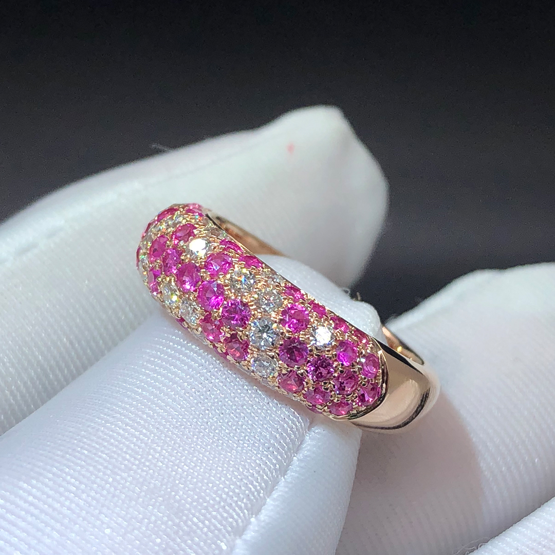 Etincelle De Cartier 18k Rose Gold Pink Sapphire Diamond Ring