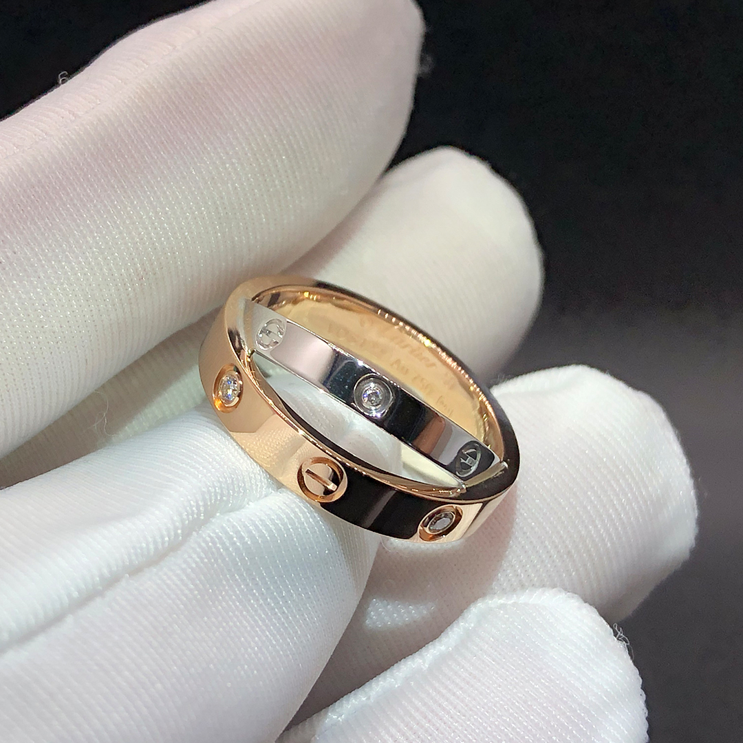 Cartier Love 6 Diamonds 18K Yellow and White Double Band Ring B4094300